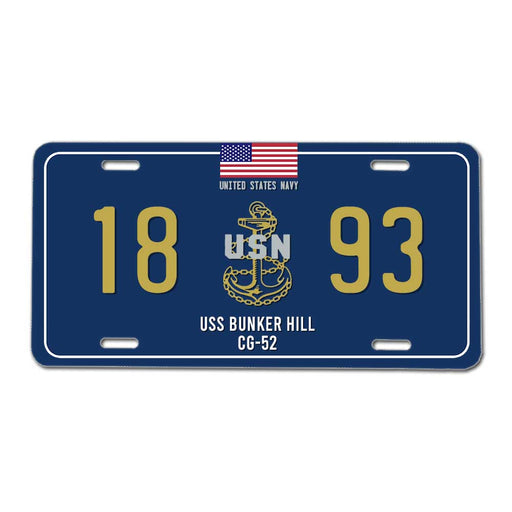 USS Bunker Hill CG-52 US Navy Chief 1893 License Plate Cover - Prints54.com