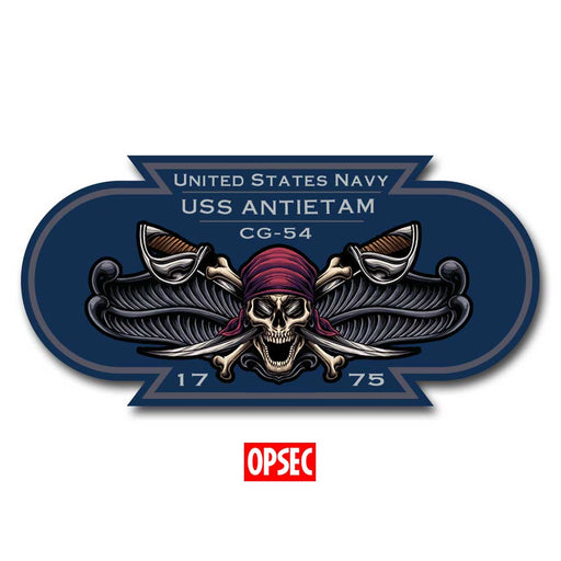 USS Antietam CG-54 US Navy Surface Warfare Pirate Color 5 Inch Military Decal - Prints54.com