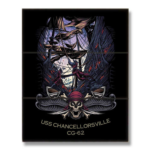 USS Chancellorsville CG-62 US Navy Pirate Boarding Party VBSS Veteran Military Wood Sign - Prints54.com