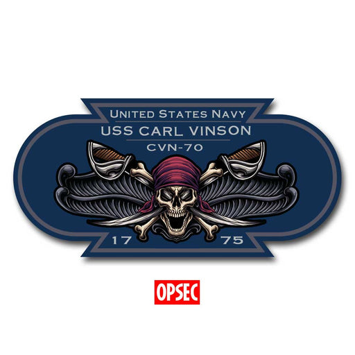 USS Carl Vinson CVN-70 US Navy Surface Warfare Pirate Color 5 Inch Military Decal - Prints54.com