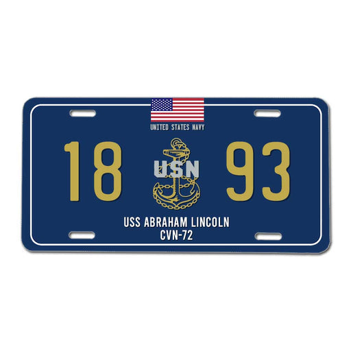 USS Abraham Lincoln CVN-72 NAS North Island CA US Navy Chief 1893 License Plate Cover - Prints54.com