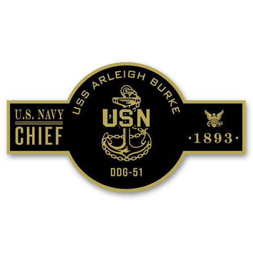 USS Arleigh Burke DDG-51 US Navy Chief Black Label 5 Inch Decal - Prints54.com