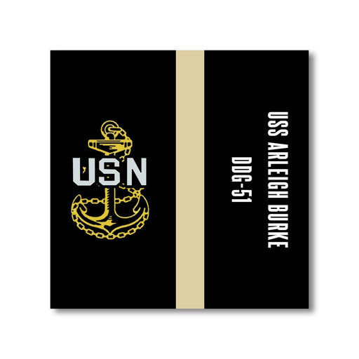 USS Arleigh Burke DDG-51 US Navy Chief Khaki Line 5 Inch Military Split Decal - Prints54.com