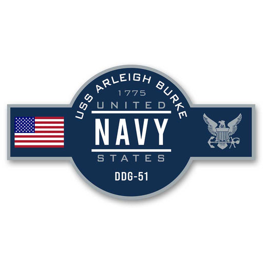 USS Arleigh Burke DDG-51 US Navy Warship Ribbon 5 Inch Military Decal - Prints54.com