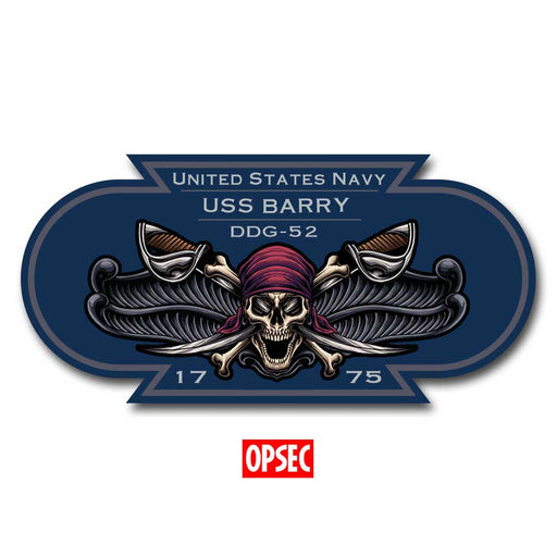 USS Barry DDG-52 US Navy Surface Warfare Pirate Color 5 Inch Military Decal - Prints54.com