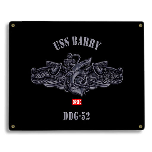 USS Barry DDG-52 US Navy Surface Warfare Device Shark Military Metal Sign - Prints54.com