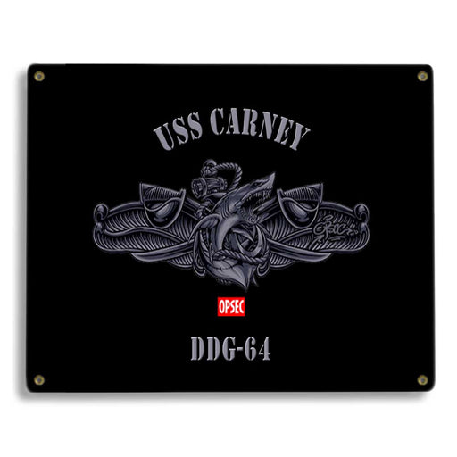 USS Carney DDG-64 US Navy Surface Warfare Device Shark Military Metal Sign - Prints54.com