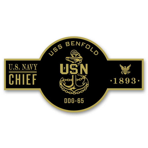 USS Benfold DDG-65 US Navy Chief Black Label 5 Inch Decal - Prints54.com