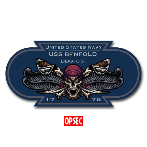 USS Benfold DDG-65 US Navy Surface Warfare Pirate Color 5 Inch Military Decal - Prints54.com