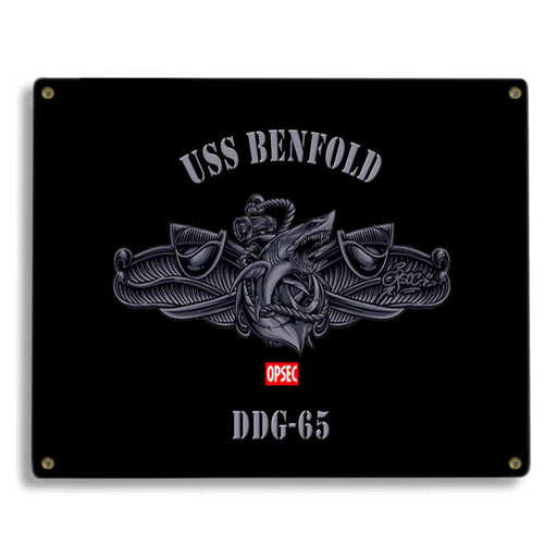 USS Benfold DDG-65 US Navy Surface Warfare Device Shark Military Metal Sign - Prints54.com