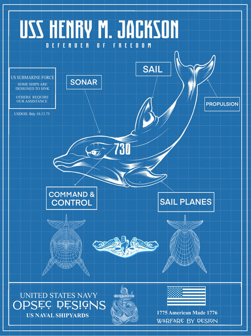 USS Henry M Jackson SSBN-730 US Navy Submarine Silent Service Dolphin Poster - Prints54.com
