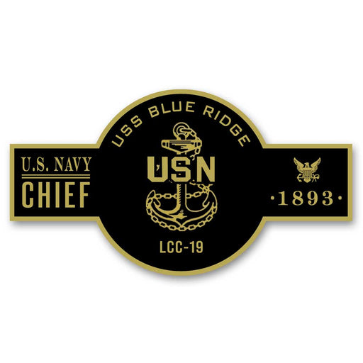 USS Blue Ridge LCC-19 CFA Yokosuka Japan US Navy Chief Black Label 5 Inch Decal - Prints54.com