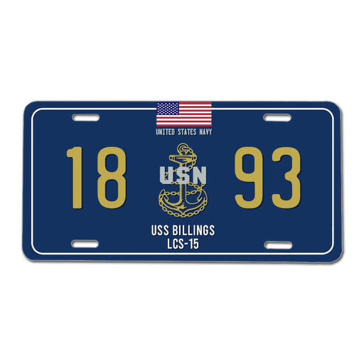 USS Billings LCS-15 US Navy Chief 1893 License Plate Cover - Prints54.com