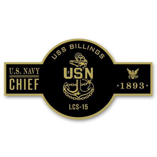 USS Billings LCS-15 US Navy Chief Black Label 5 Inch Decal - Prints54.com