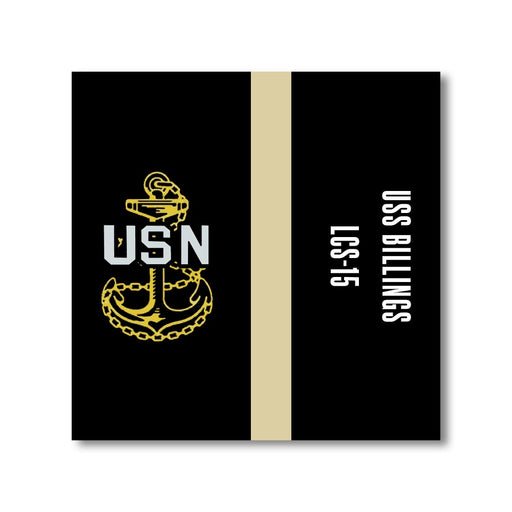 USS Billings LCS-15 US Navy Chief Khaki Line 5 Inch Military Split Decal - Prints54.com