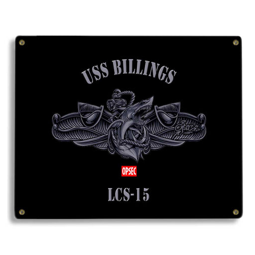 USS Billings LCS-15 US Navy Surface Warfare Device Shark Military Metal Sign - Prints54.com