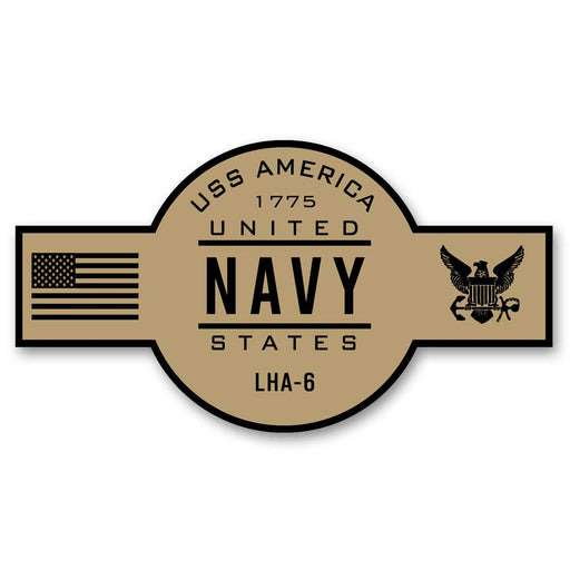 USS America LHA-6 US Navy Chief Khaki Goatlocker 5 Inch Decal - Prints54.com