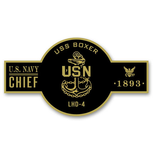 USS Boxer LHD-4 US Navy Chief Black Label 5 Inch Decal - Prints54.com