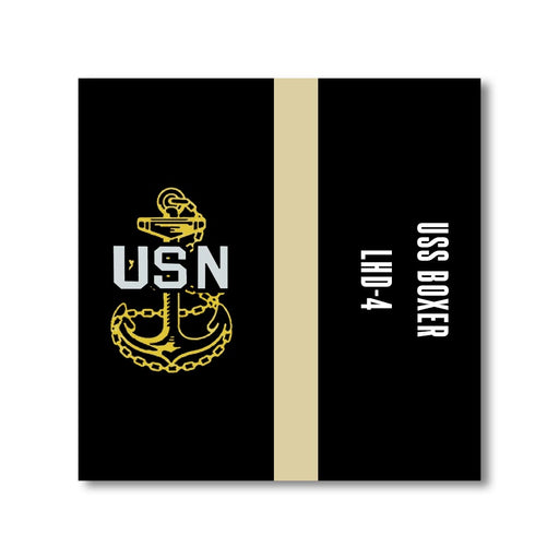 USS Boxer LHD-4 US Navy Chief Khaki Line 5 Inch Military Split Decal - Prints54.com
