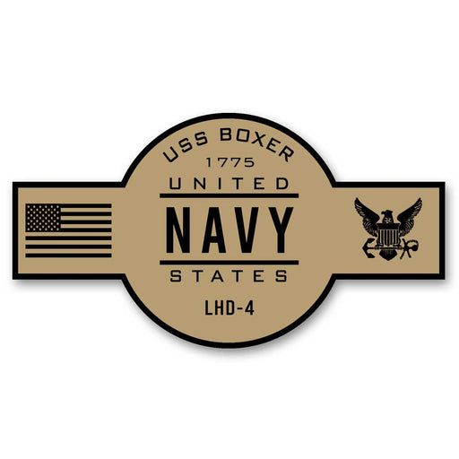 USS Boxer LHD-4 US Navy Chief Khaki Goatlocker 5 Inch Decal - Prints54.com