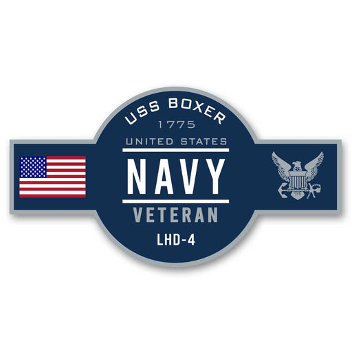 USS Boxer LHD-4 US Navy Veteran Warship Ribbon 5 Inch Military Decal - Prints54.com