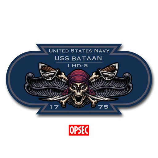 USS Bataan LHD-5 US Navy Surface Warfare Pirate Color 5 Inch Military Decal - Prints54.com