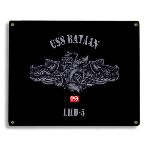 USS Bataan LHD-5 US Navy Surface Warfare Device Shark Military Metal Sign - Prints54.com