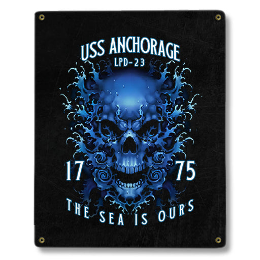 USS Anchorage LPD-23 US Navy Davy Jones The Sea Is Ours Military Metal Sign - Prints54.com