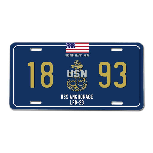 USS Anchorage LPD-23 US Navy Chief 1893 License Plate Cover - Prints54.com