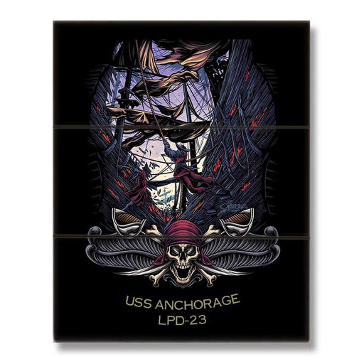 USS Anchorage LPD-23 US Navy Pirate Boarding Party VBSS Veteran Military Wood Sign - Prints54.com