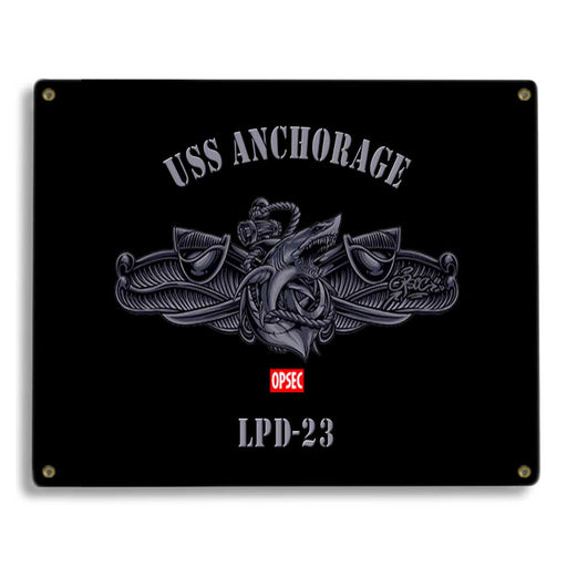 USS Anchorage LPD-23 US Navy Surface Warfare Device Shark Military Metal Sign - Prints54.com