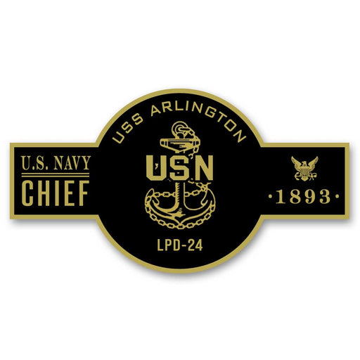 USS Arlington LPD-24 US Navy Chief Black Label 5 Inch Decal - Prints54.com