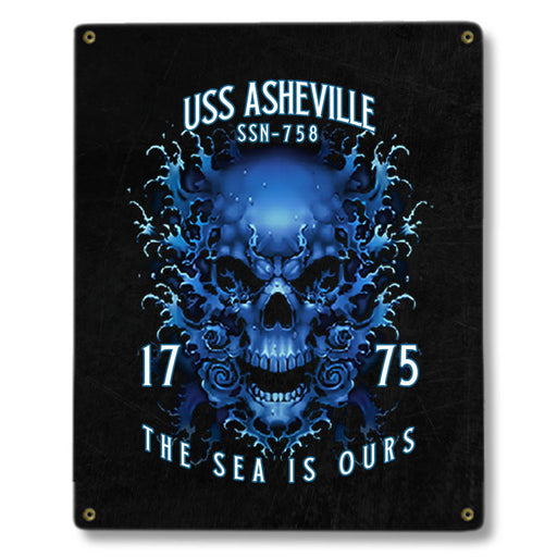 USS Asheville SSN-758 US Navy Davy Jones The Sea Is Ours Military Metal Sign - Prints54.com