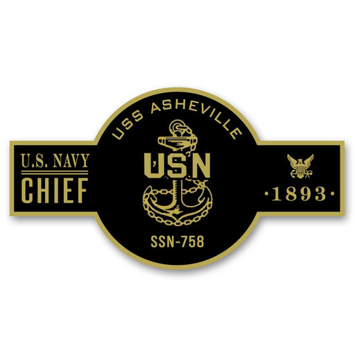 USS Asheville SSN-758 US Navy Chief Black Label 5 Inch Decal - Prints54.com