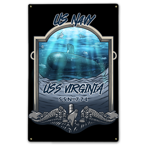 USS Virginia SSN-774 Silent Service Dolphin US Navy Metal Sign - Prints54.com