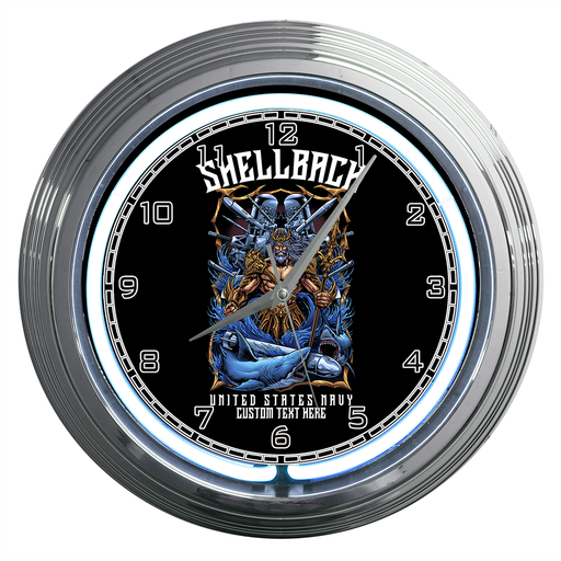 US Navy Shellback Court Of Neptune Rex Custom 15" Neon Military Clock
