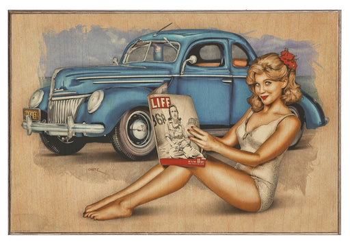 1939 Ford Deluxe Vintage Pin-Up Girl Art Art Rendering - Prints54.com