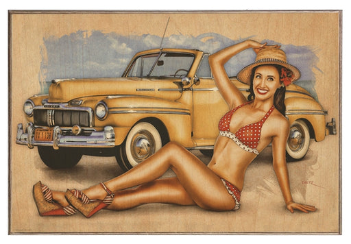 1947 Mercury Convertible Vintage Pin-Up Girl Art Rendering - Prints54.com