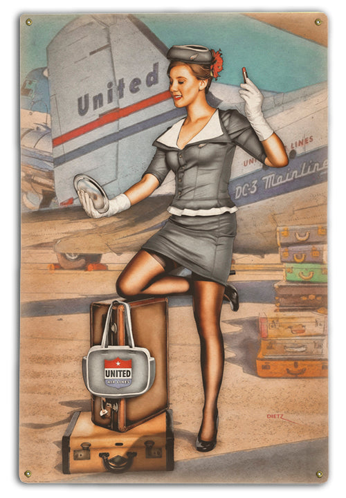 A Quick Check Airline Retro Pin-Up Girl Art Rendering - Prints54.com