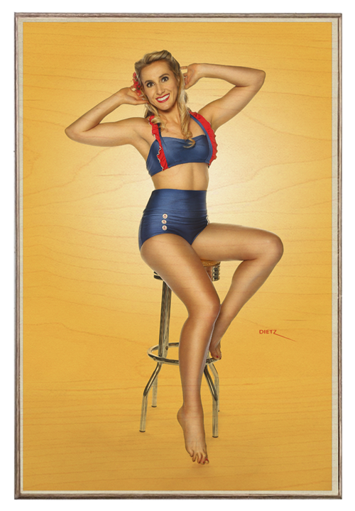 A ray of Sunshine Vintage Pin-Up Girl Art Rendering - Prints54.com