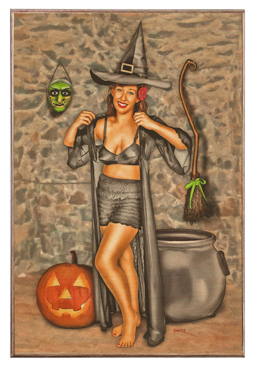 A Witch's Job is Never Done Halloween Art Rendering - Prints54.com
