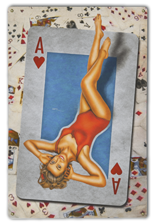 Ace in Hand Playing Card Pin-Up Girl Art Rendering - Prints54.com