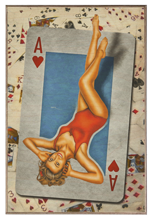 Ace in Hand Playing Card Pin-Up Girl Art Rendering - Prints54.com