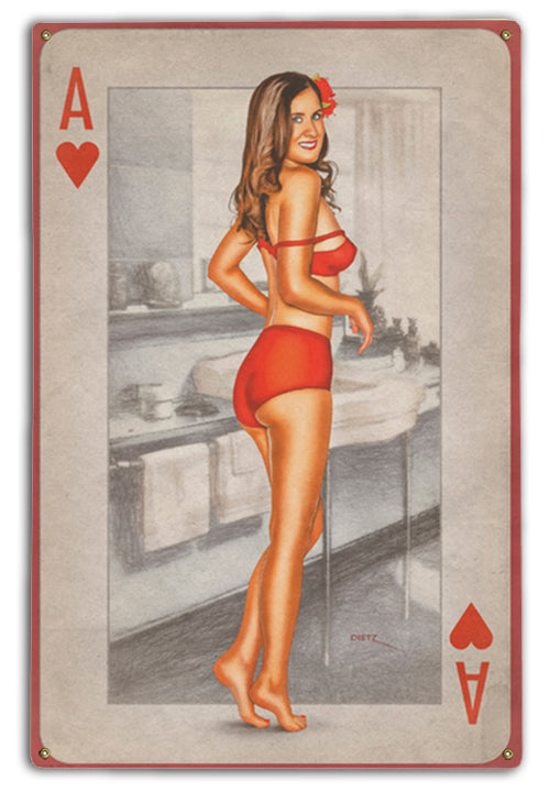 Ace up your Sleeve Vintage Pin-Up Girl Art Rendering - Prints54.com