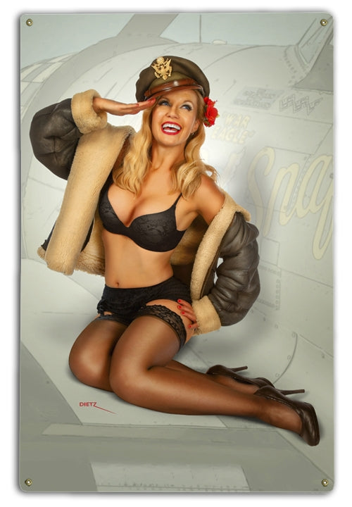 Air Force Attraction Pilot WW2 Pin-Up Girl Art Rendering - Prints54.com