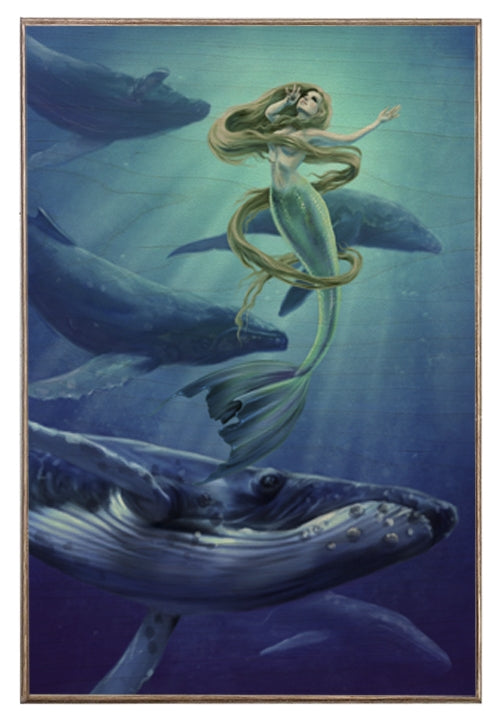Mermaid With Whales Ocean Song Art Rendering - Prints54.com