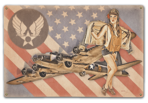 Air Force WW2 B-17 Bomber Vintage Pin-Up Girl The Flying Fort Art Rendering - Prints54.com