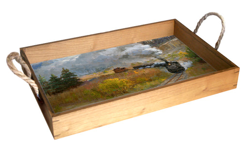 Autumn Steam in the Rockies 12X18 Wood Serving Tray Art Rendering - Prints54.com